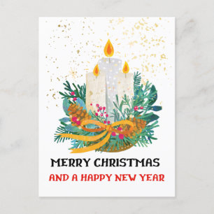 Platte kerstkaart 5x7 Kerstkaarsen Feestdagenkaart
