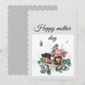 Platte kerstkaart "Bloemenkoffie: Moederdag" (Voorkant / Achterkant)