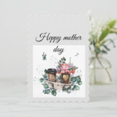 Platte kerstkaart "Bloemige koffie: Moederdag" (Staand voorkant)