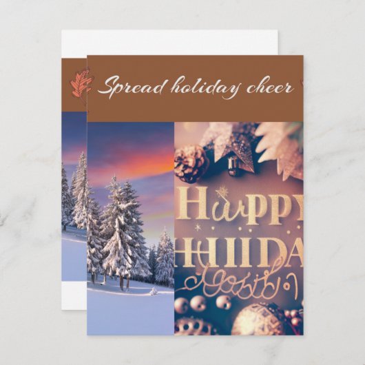 Platte kerstkaart, formaat: 10,8 cm x 14 cm, papie feestdagenkaart (Voorkant / Achterkant)