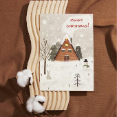 Platte kerstkaart “Gezellige Kerstmis" handgeteken Kaart