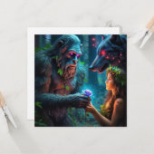 Platte kerstkaart kaart (Voorkant / Achterkant in situ)