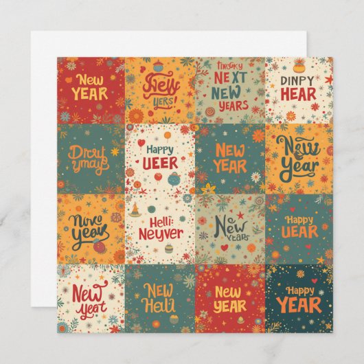 Platte kerstkaart voor Nieuwjaar (Voorkant / Achterkant)