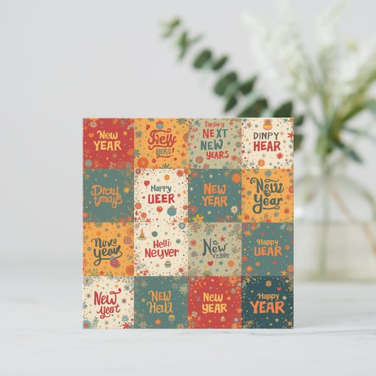 Platte kerstkaart voor Nieuwjaar (Staand voorkant)