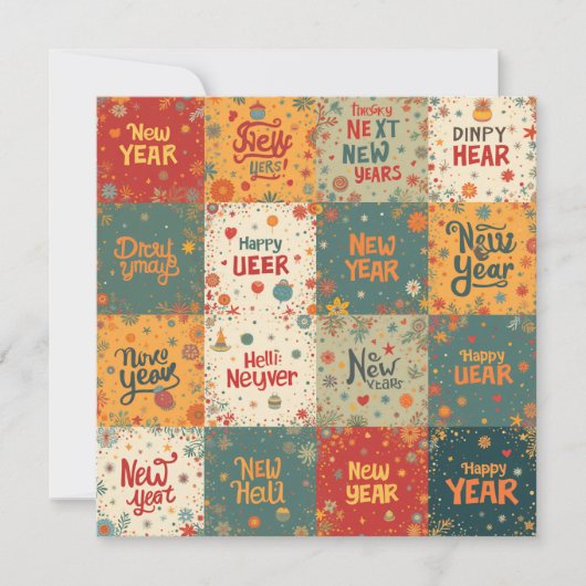 Platte kerstkaart voor Nieuwjaar (Voorkant)