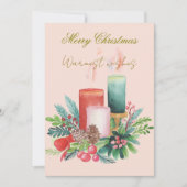 Platte kerstkaart - Waterverf kerstkaarsen (Voorkant)