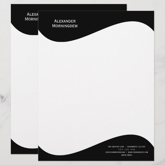 Platte labelrand - golf zwart 1 briefhoofd (Voorkant / Achterkant)