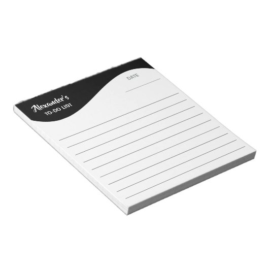 Platte labelrand - Golf zwart 1 Notitieblok (Schuin)