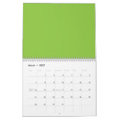 Platte limoengroene achtergrond – schooltextuur kalender (Mar 2027)