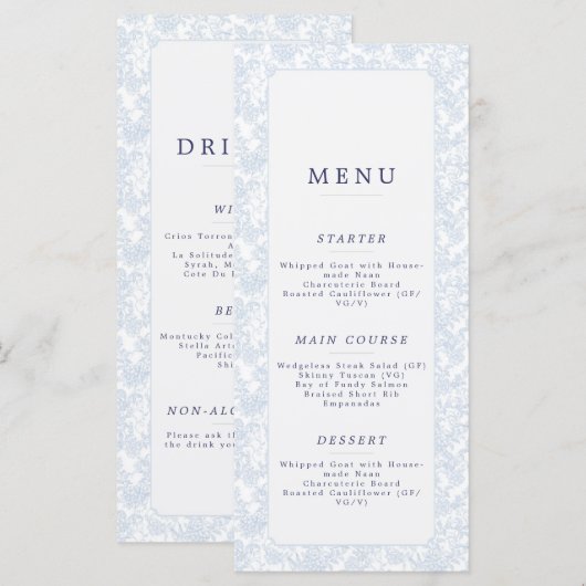 Platte menu (Voorkant / Achterkant)