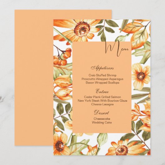 Platte menukaart-Herfst Menu (Voorkant / Achterkant)