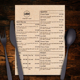 Platte menukaarten voor restauranttafels van karto menu