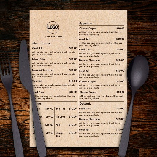 Platte menukaarten voor restauranttafels van karto menu