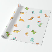 Platte minimalistische Schattigee dinosaurussen op Cadeaupapier (Uitgerold)