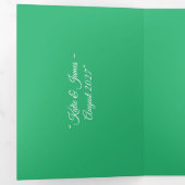 Platte Mint Groene Achtergrond – Huwelijksontwerp Drieluik Kaart (Binnenzijde eerst)