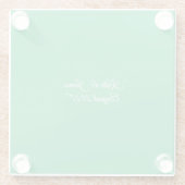 Platte Mint Groene Achtergrond – Huwelijksontwerp Glazen Onderzetter (Achterkant)