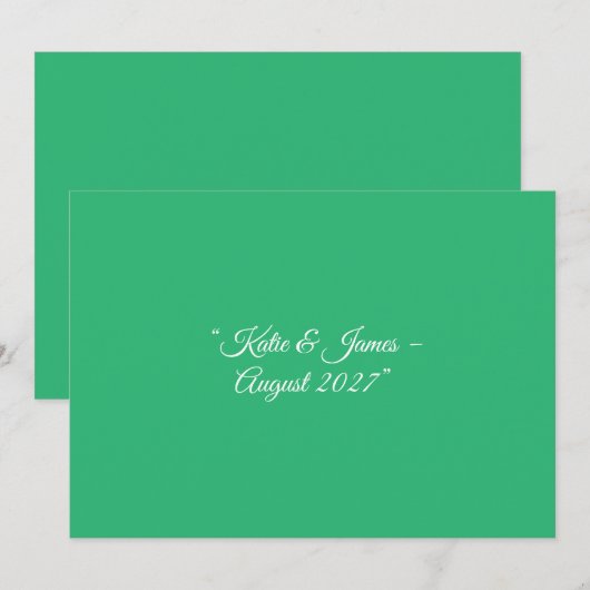 Platte Mint Groene Achtergrond – Huwelijksontwerp Save The Date (Voorkant / Achterkant)
