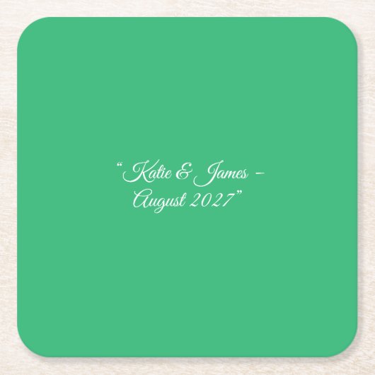 Platte mintgroene achtergrond – Trouwontwerp Kartonnen Onderzetters (Voorkant)