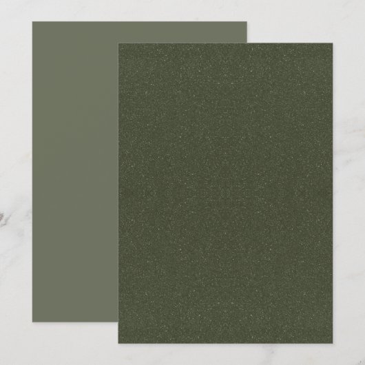 Platte mosgroene glitter advieskaart – Aanpasbaar (Voorkant / Achterkant)