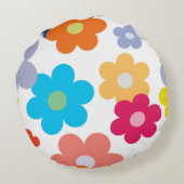 Platte multi-kleurige bloem motief rond kussen (Achterkant)