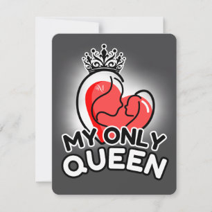 Platte Notitiekaart: Mijn. Alleen Koningin (grijs) Notitiekaartje