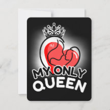 Platte Notitiekaart: Mijn enige koningin (zwart)