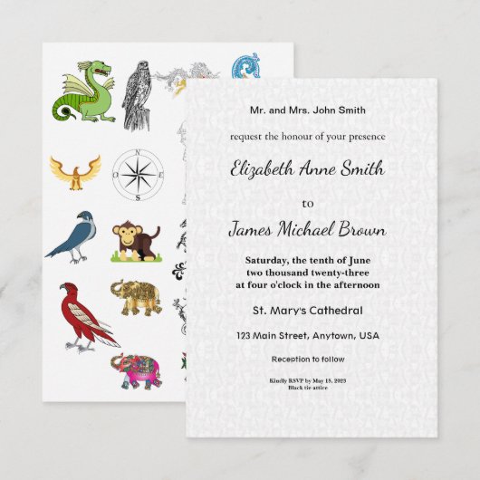 Platte Opslagdatum Kaarten Trouw Uitnodiging Elega (Voorkant / Achterkant)