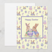 Platte Pasen Kaart Paaseieren Konijnen (Voorkant / Achterkant)