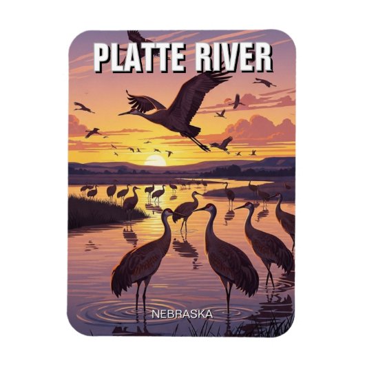 Platte River Zandheuvelkraanvogels Nebraska Reis Magneet (Verticaal)