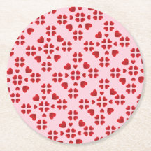 Platte rode harten grafische patroon roze verjaard