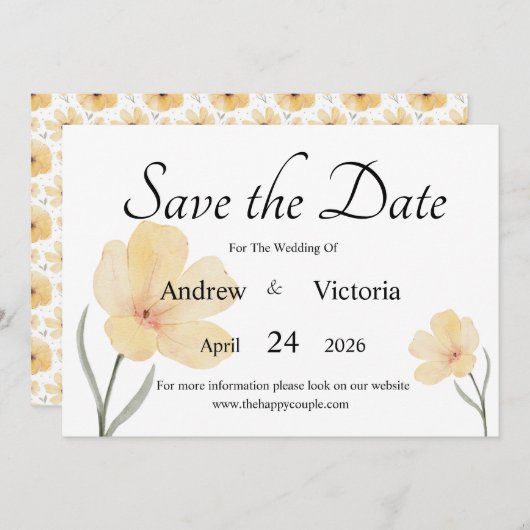 Platte Save The Date Kaart (Voorkant / Achterkant)