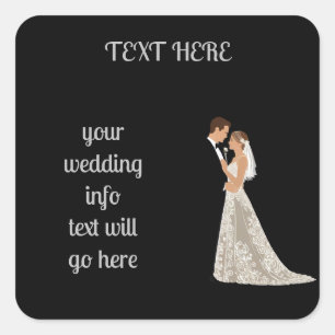 Platte Save The Date Kaart Vierkante Sticker