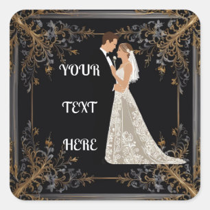 Platte Save The Date Kaart Vierkante Sticker