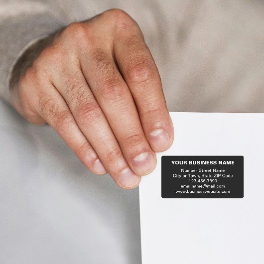 Platte tekst Zakelijk merk op zwart adreslabel Etiket