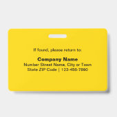 Platte teksten met foto van werknemer Rechthoek Ge Badge (Achterkant)