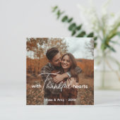 Platte Thanksgiving Kaart, Elegant belettering Cus Bedankkaart (Staand voorkant)