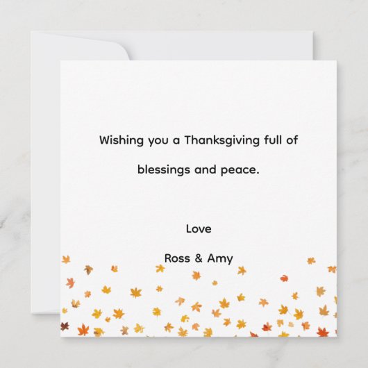 Platte Thanksgiving Kaart, Elegant belettering Cus Bedankkaart (Achterkant)