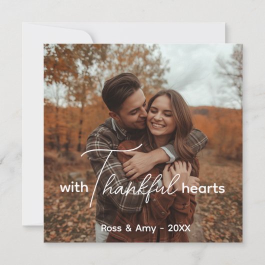 Platte Thanksgiving Kaart, Elegant belettering Cus Bedankkaart (Voorkant)