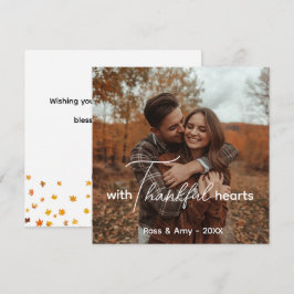 Platte Thanksgiving-kaart, Elegante Lettertypograf Bedankkaart