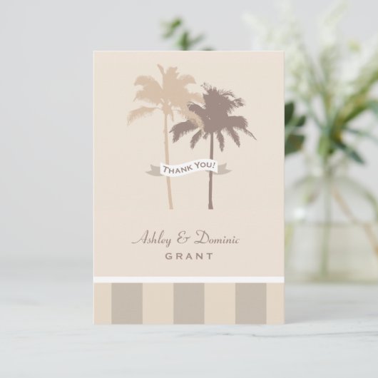 Platte Trouw Dankkaart | Palmboom Bomen Bedankkaart (Staand voorkant)