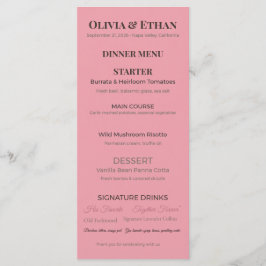 Platte Trouwmenu | Elegante Aangepaste Ontvangstka Menu