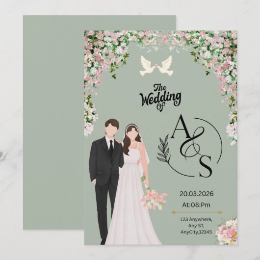 Platte uitnodiging (Voorkant / Achterkant)