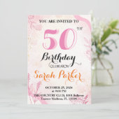 Platte uitnodiging, 50ste verjaardag kaart (Staand voorkant)