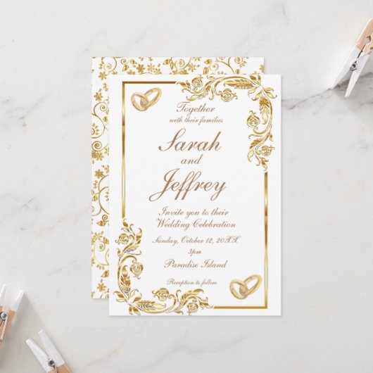 Platte uitnodiging, formaat: 12,7 x 17,8 cm, papie kaart (Voorkant / Achterkant in situ)