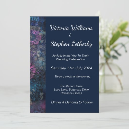 Platte uitnodiging, formaat: 12,7 x 17,8 cm, papie kaart (Staand voorkant)