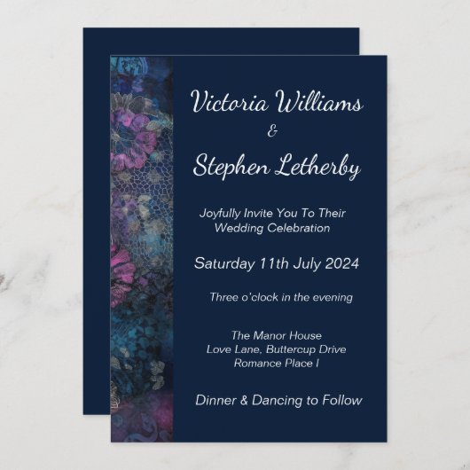 Platte uitnodiging, formaat: 12,7 x 17,8 cm, papie kaart (Voorkant / Achterkant)