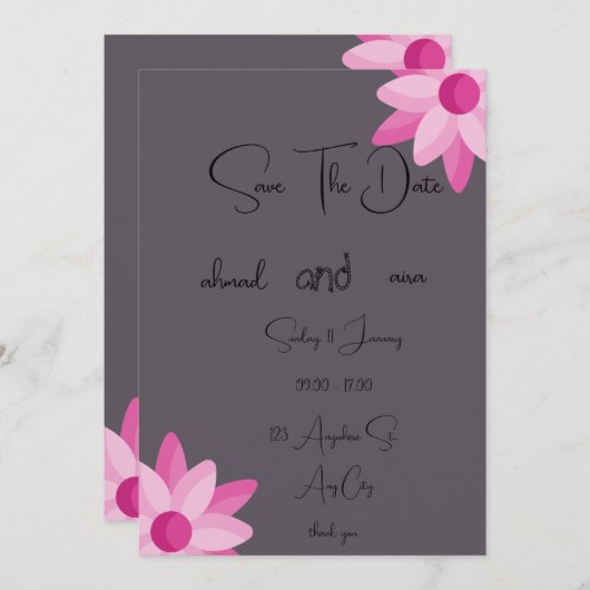 Platte uitnodiging, formaat: 13 x 18 cm, papier: m kaart (Voorkant / Achterkant)