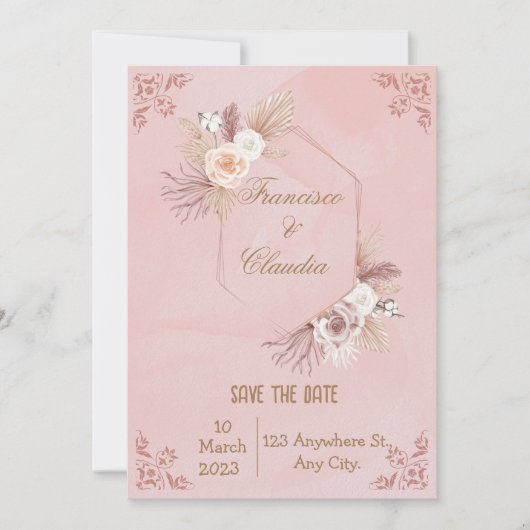 Platte uitnodiging, formaat: 13 x 18 cm, papier: m kaart (Voorkant)