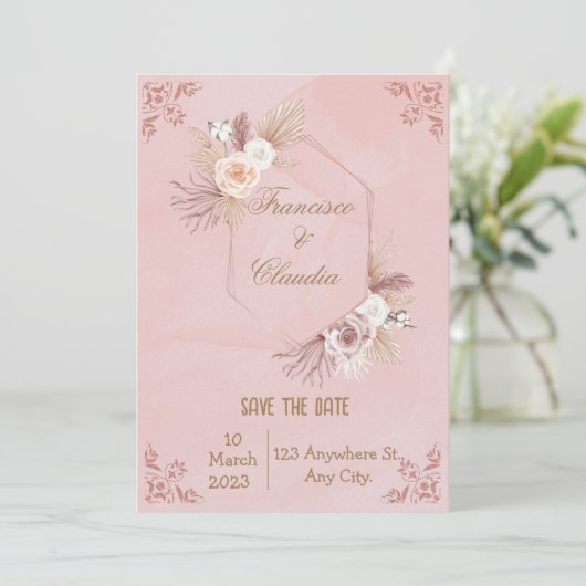 Platte uitnodiging, formaat: 13 x 18 cm, papier: m kaart (Staand voorkant)