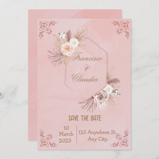 Platte uitnodiging, formaat: 13 x 18 cm, papier: m kaart (Voorkant / Achterkant)